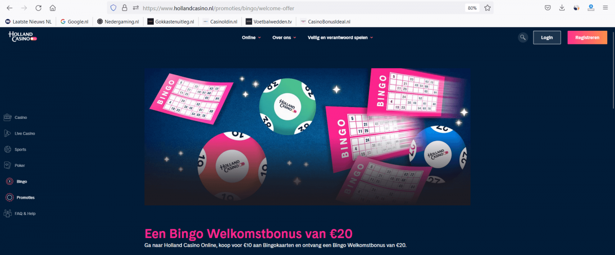 holland casino bingo welkomstbonus