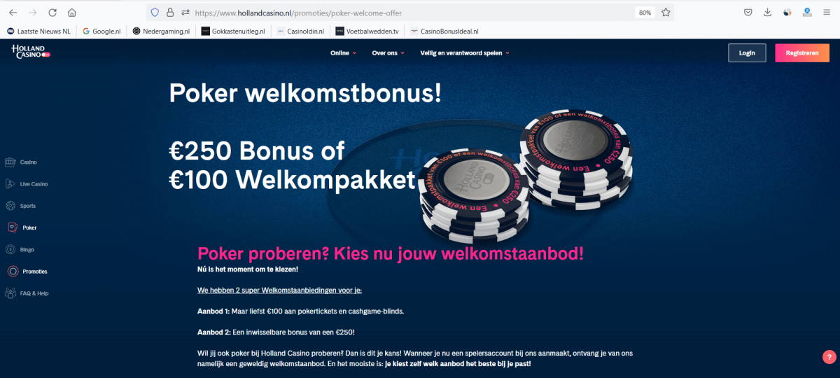 holland casino poker welkomstbonus